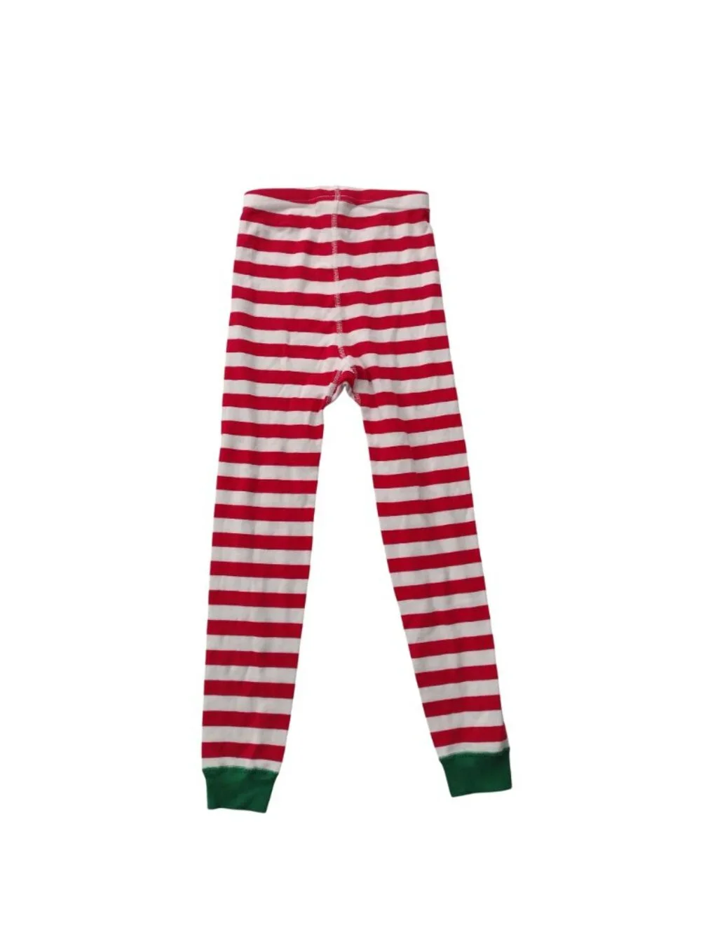 Hanna Andersson Christmas Stripe Pajamas Sz 6-7 Red White Long John Pjs